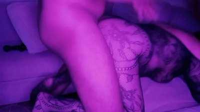 Bent her over couch and fucked her ass while pulling her hair!