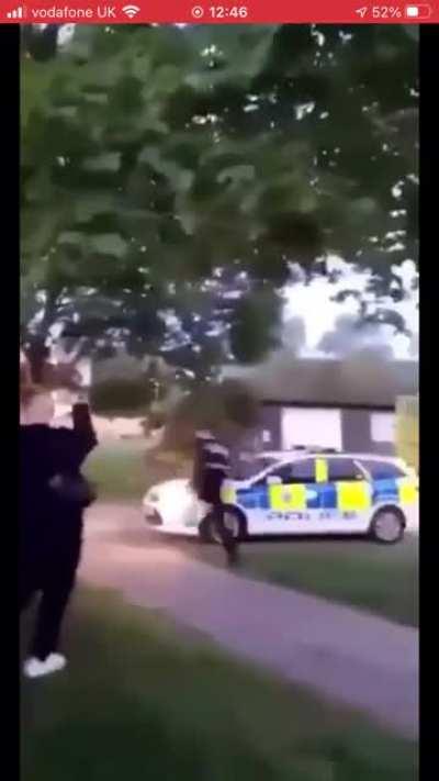 English guy drops police officer with a left hand, steals his police car and shouts “see ya” as he drives away