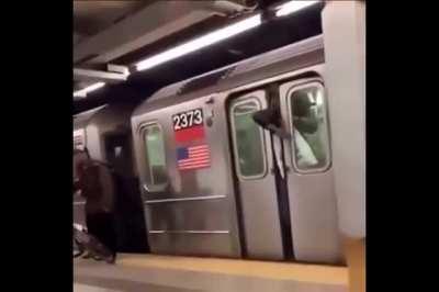 Spitting on someone as the subway doors close