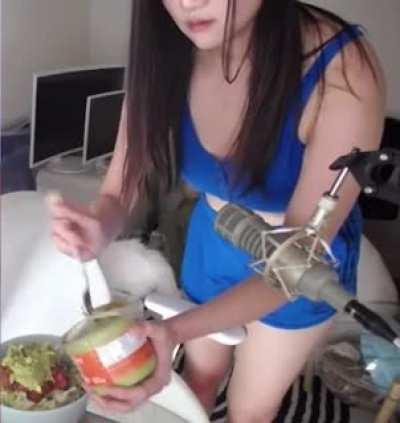 Aria making a Taco Bowl