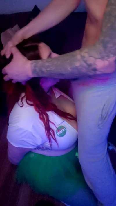 Fucking my throat as he would my pussy