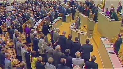Reichstag ceremonial session: 50th anniversary of the end of Second Weltkrieg