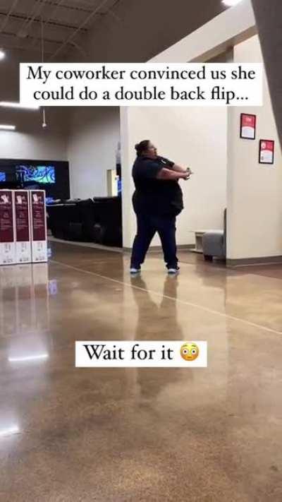 Woman doing a double back flip