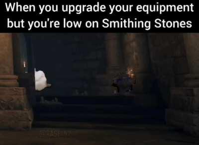 Upgrading equipment in Elden ring be like