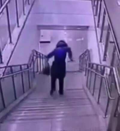 Walking down the stairs...