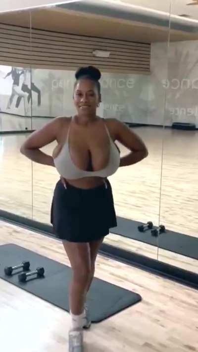 I suspected my hot friend was into my busty wife. So, I swap with her and go to his aerobics studio. I tease him with these huge honkin' tits to see if I get a reaction from him... I certainly didn't expect to start getting a reaction out of my wives body