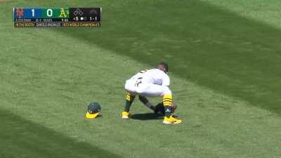 [Highlight] Tony Kemp makes an insane diving catch in left field to prevent an Eduardo Escobar base hit