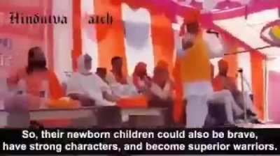 Indian politician claiming Hitler sent German women to Hindu men.