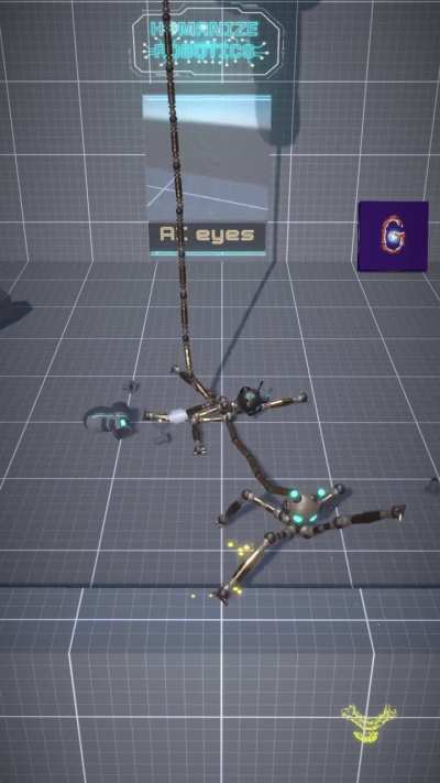 AI robot chained together with dead robot