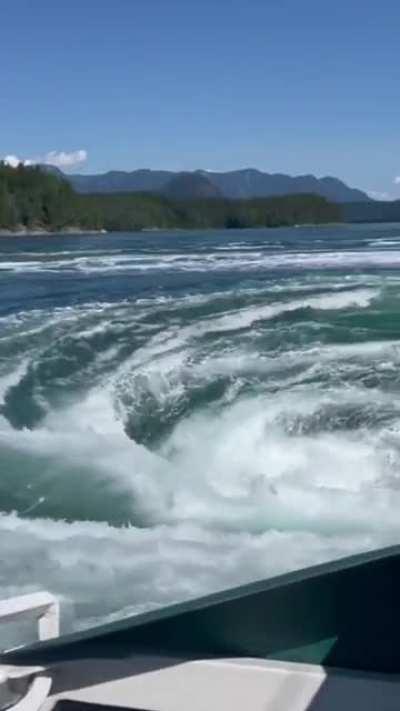 Getting sucked into a whirlpool.