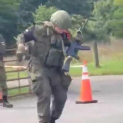 Russian MP vibing while on checkpoint duty outside of Saratov.