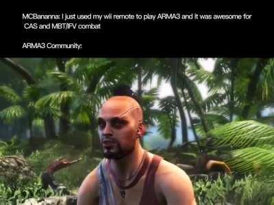 Me: uses Wii remote on Arma3. Arma3 community: