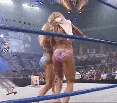 Helpless Torrie attacked by Stacy and humiliated after a bikini contest🤩