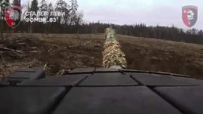 Ukrainian tank of the 63rd Mechanized Brigade shells Russian positions in the Torske direction - Serebryansky forest. January 2025