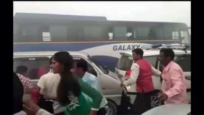 Mega car pile up on a highway.
