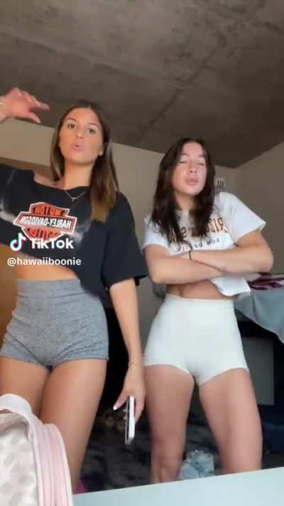 Showing lips in those tight shorts