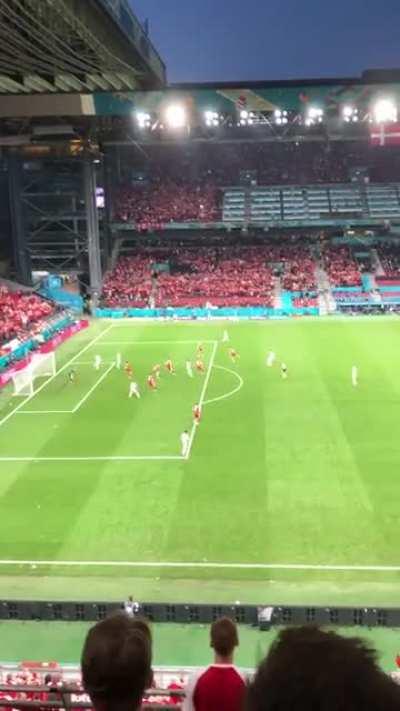 Long-time lurker, but I couldn’t resist. Friend was lucky enough to be at the Denmark game yesterday and got a video of Christensen’s goal. Look at that run in!