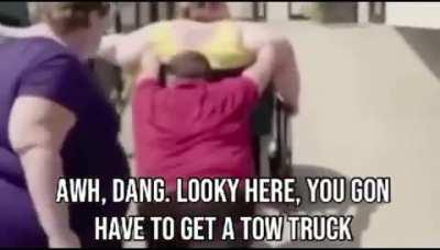 To push wheelchair uphill