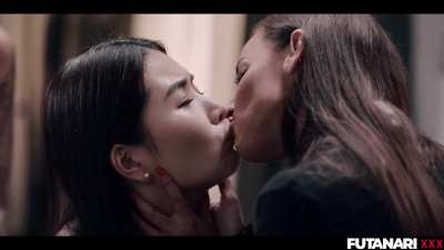 Japanese cutie can’t resist her lesbian friends new toys