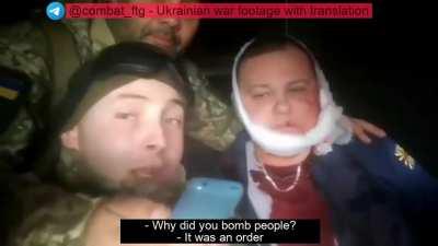 Captured Russian bomber known for killing a lot of civilians in Syria. Ukrainian soldiers trolling pilot’s wife about castration.