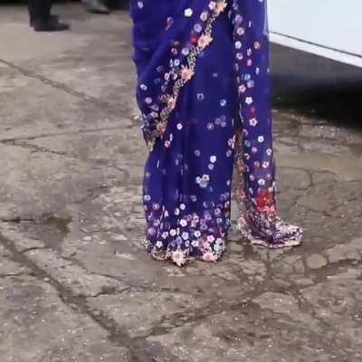 Madhuri Dixit showing navel in transparent saree