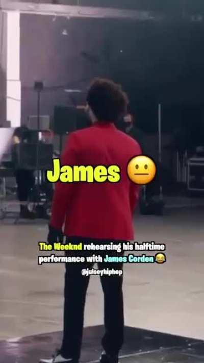 Abel rehearsing for corden's show