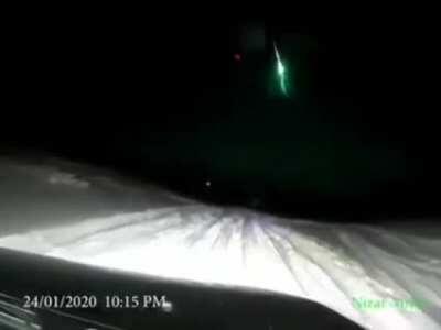 Meteor disintegrating and bursting above Mount Sannine on January 25 2020