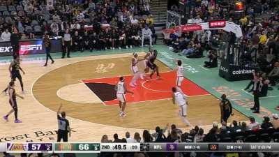 [Highlight] LeBron buries the triple from the corner over Wemby's out-stretched contest