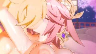 Threesome with Yae & Raiden