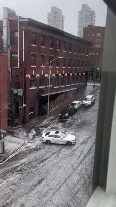 In front of a sliding car