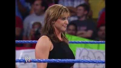 Stephanie, her face expression she don't care about being a sl_t