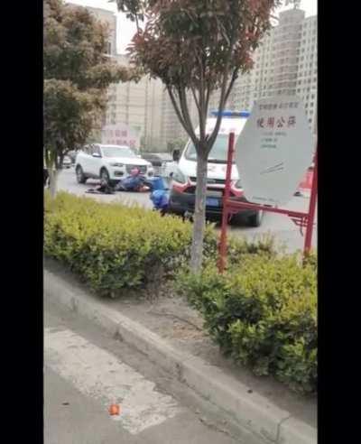 China, a man was hit in an accident, and then he was run over by an ambulance that arrived at the scene