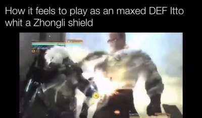 How it feels to play as an maxed DEF Itto whit a Zhongli shield