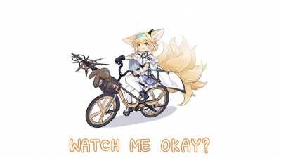 Suzuran does a wheelie (art by Shio)