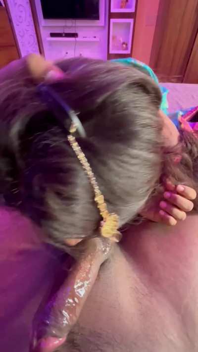 Cuck husband told me she is not into blowjobs! He was surprised when she was sucking my balls with so much passion..