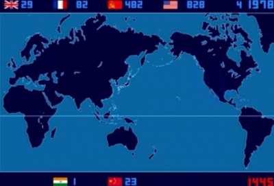 Time lapse map of every nuclear bomb test (1945-1998). Made by a Japanese computer artist named Isao Hashimoto.