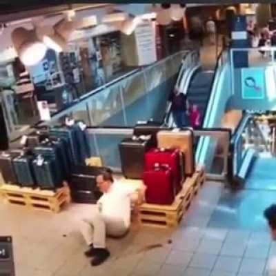 Dude straight up poops on the floor. Random victim slips on it and is confused af.