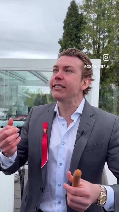 Norwegian guy proudly swallows three whole sausages 