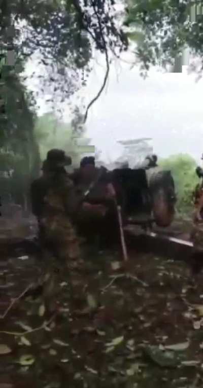 Kachin Independence Army using D-30 (or Chinese PL-96 copy) howitzers captured from the Myanmar (Burmese) Tatmadaw junta on enemy positions (2024-Sep 2025 range)