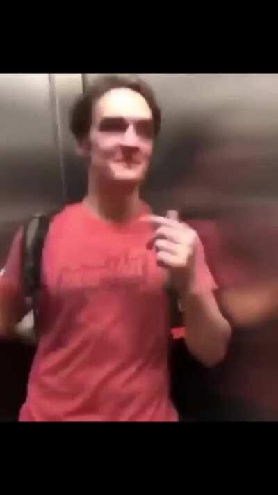 Yo, like, wouldn't it be funny to bang my head against the elevator like that Exorcist guitar guy?