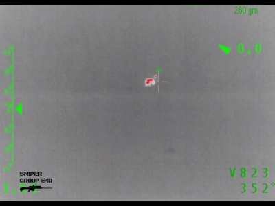 A Ukrainian sniper hits two Russian servicemen simultaneously.