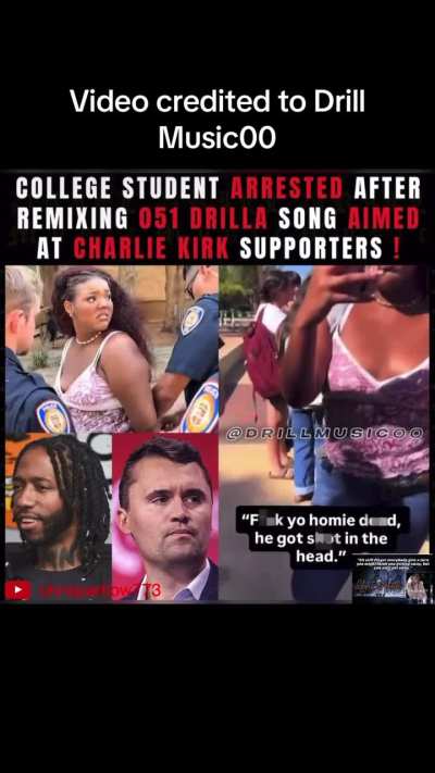 College student arrested after remixing 051 drilla song 51 dead ops aimed at  Charlie kirk supporters Utah chiraq drill