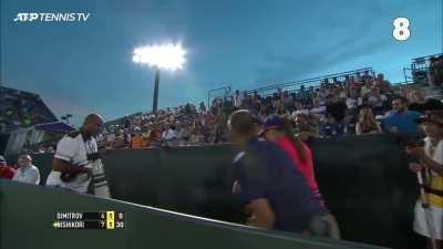 Pro Tennis Player Grigor Dimitrov helps ball girl about to faint from dehydration