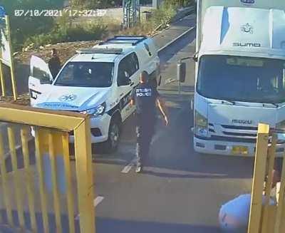 Trying to stop a mechanized gate from closing with your bare hands