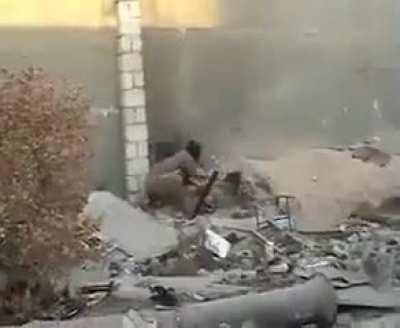 This guy blowing himself up.