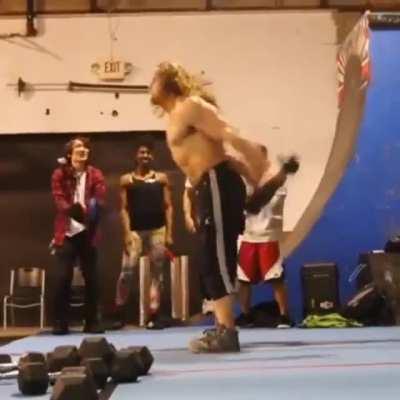 Backflip with dumbbells