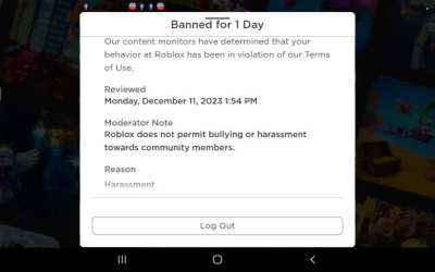 I got banned on roblox 