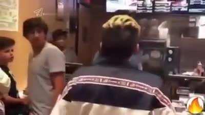 Guy trying to cut in line, then got carried like a baby