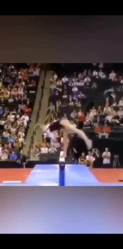 Insane save by gymnast.