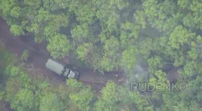 Ru POV: two Ukrainian T-72 MBTs were spotted as they replenished ammunition. Lancet strike followed shortly. 